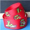 Order  Back to School Ribbons - 22mm Book Worm/Red
